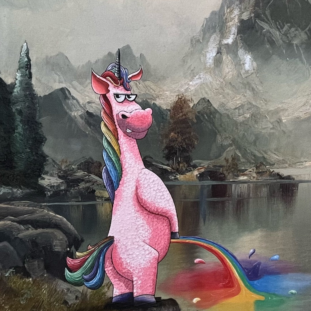 Original Gemälde "The pissin' Unicorn" by Dr. Comax